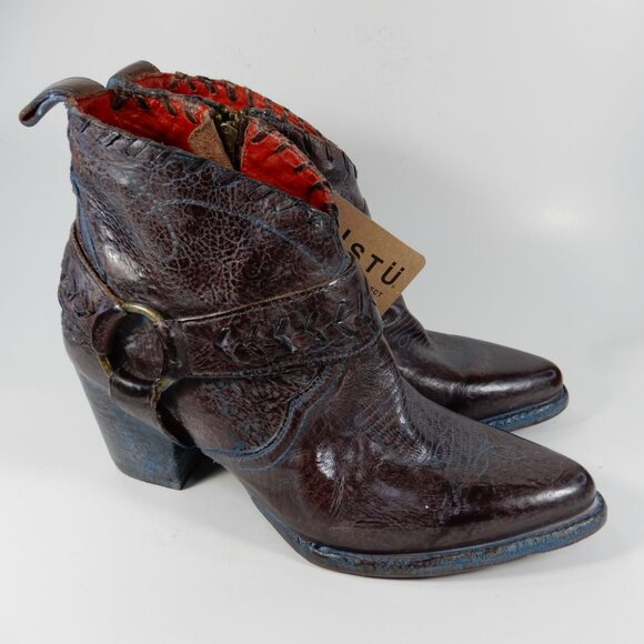 BED STU Tania Ankle Harness BOOTS Size 9.5 Leather Teak Rustic Western NEW $295 - Picture 6 of 16